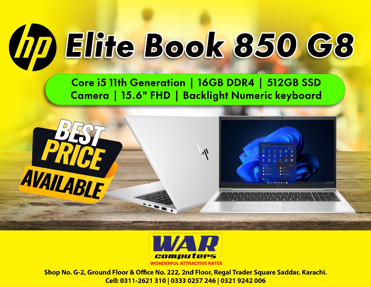 HP EliteBook 850 G8 - Tiger Lake - 11th Gen Core i5 QuadCore 08GB to 64GB 512GB to 02-TB SSD Intel Iris Xe Graphics 15.6